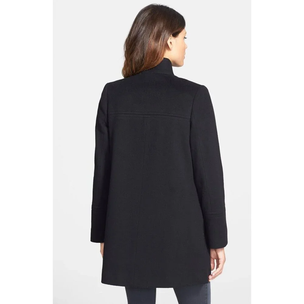 🆕FLEURETTE Wool Stand Collar Car Coat Currant 4 - Picture 11 of 12